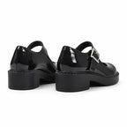 Black Patent Deruta Buckle Microfiber Shoes heel detail