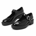 Black Patent Deruta Buckle Microfiber Shoes