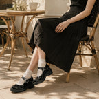Black Patent Deruta Buckle Microfiber Shoes lifestyle scene