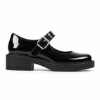 Black Patent Deruta Buckle Microfiber Shoes side view