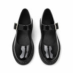 Black Patent Deruta Buckle Microfiber Shoes top view