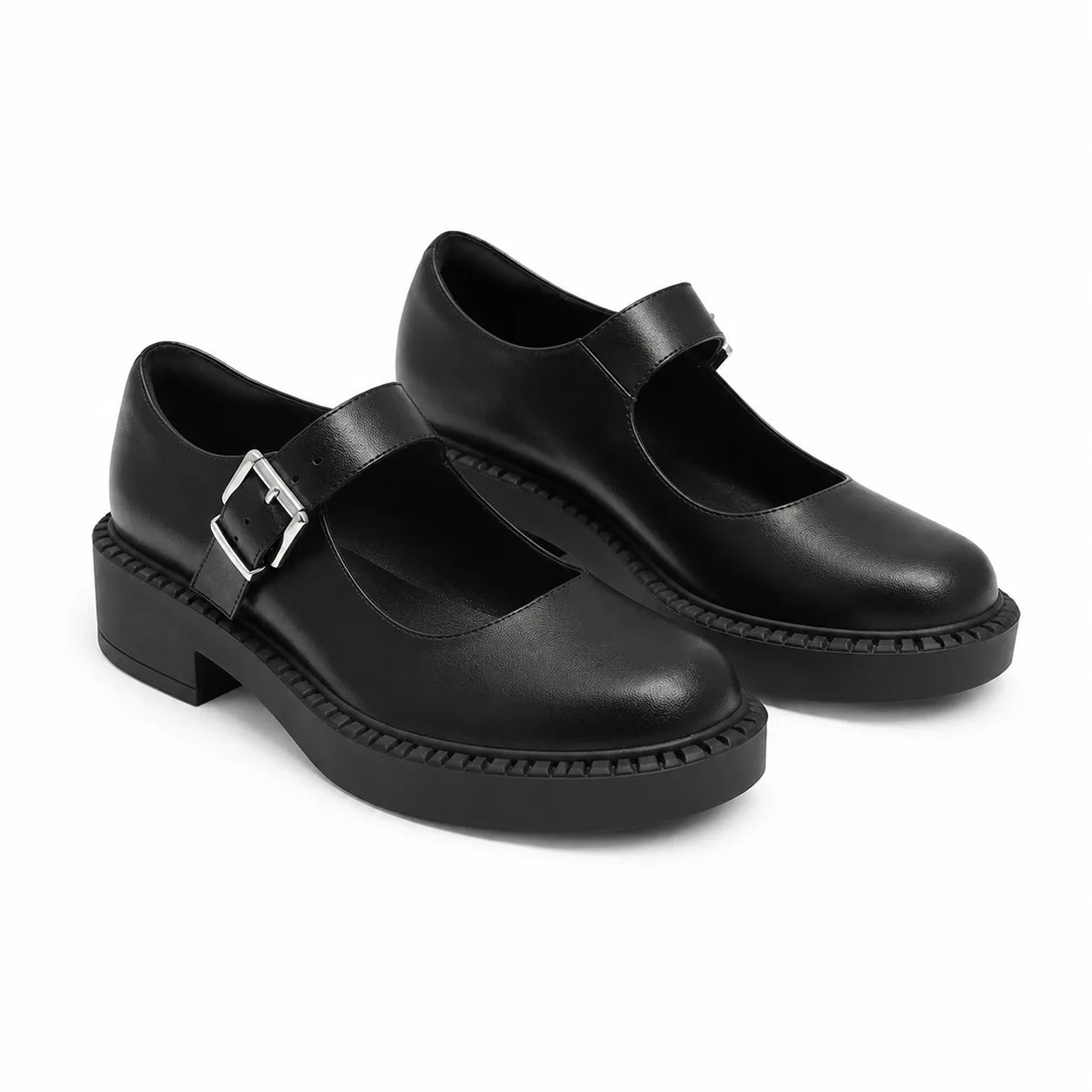 Deep Black Deruta Buckle Microfiber Shoes