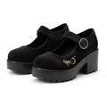 Black Suede Bevagna Buckle Microfiber Flats