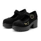 Black Suede Bevagna Buckle Microfiber Flats