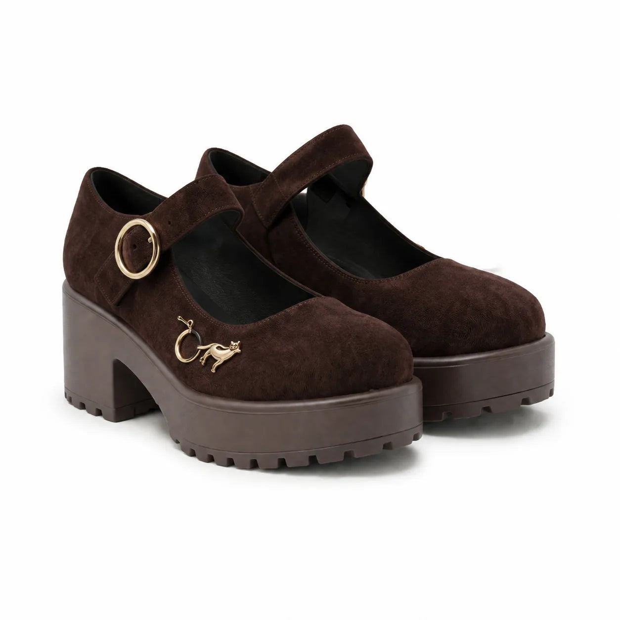Brown Suede Bevagna Buckle Microfiber Flats