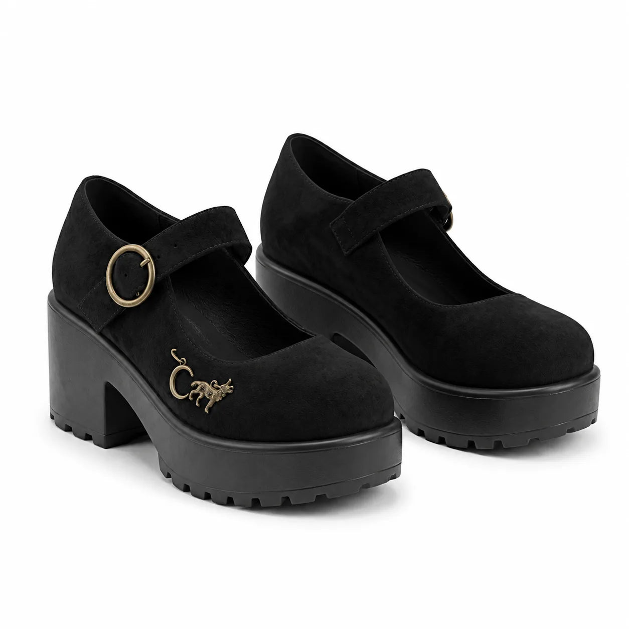 Black Suede Bevagna Buckle Microfiber Flats