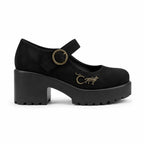 Black Suede Bevagna Buckle Microfiber Flats side view