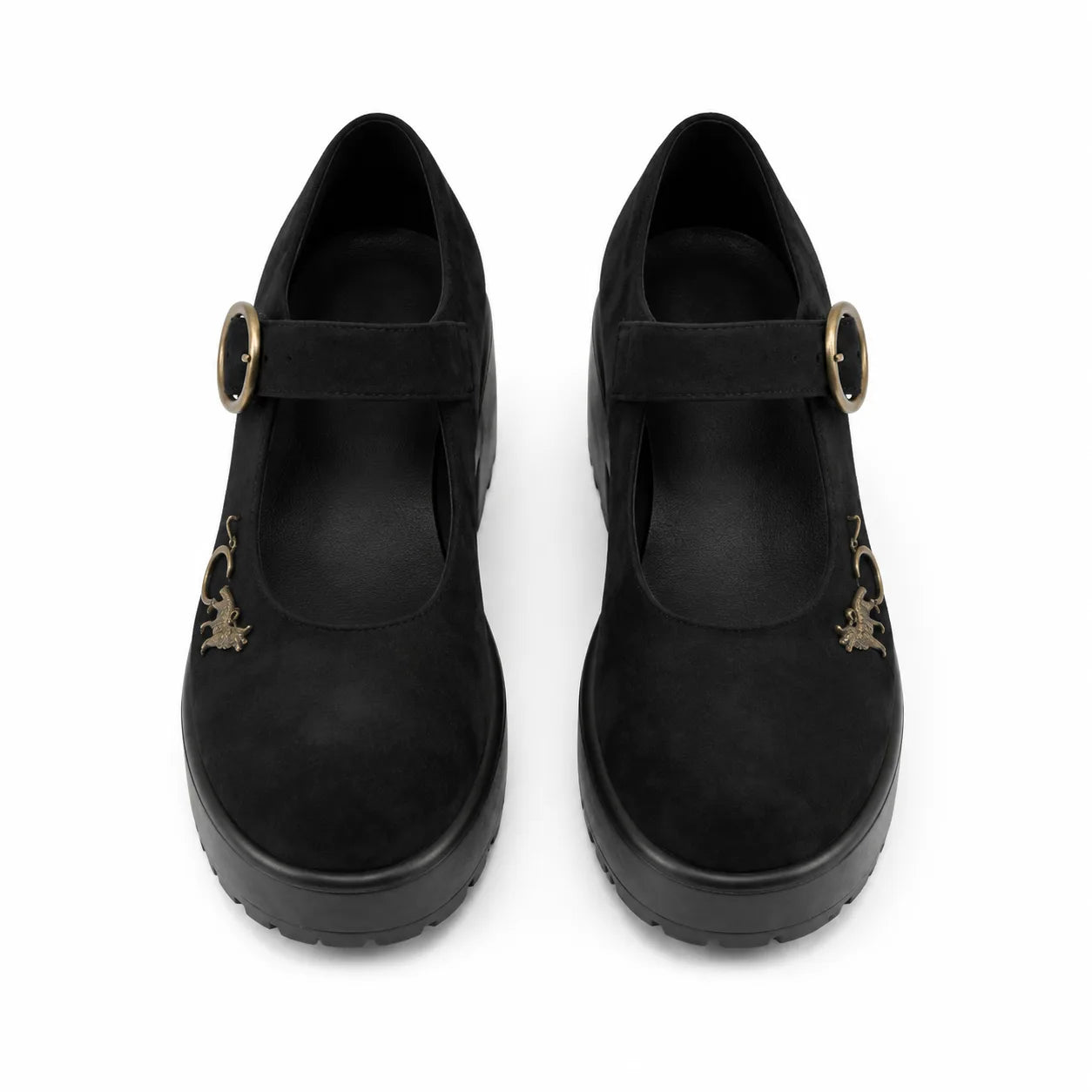 Black Suede Bevagna Buckle Microfiber Flats top view