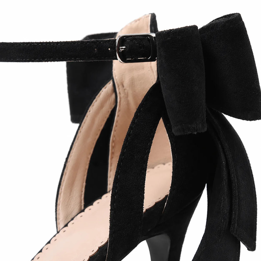 Deep Black Certaldo Buckle Microfiber Pumps close-up detail