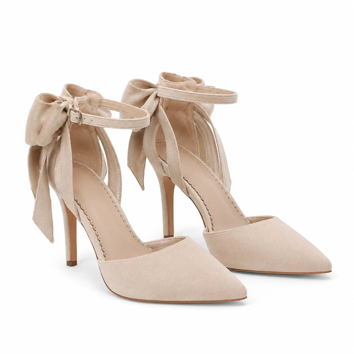 Soft Apricot Certaldo Buckle Microfiber Pumps