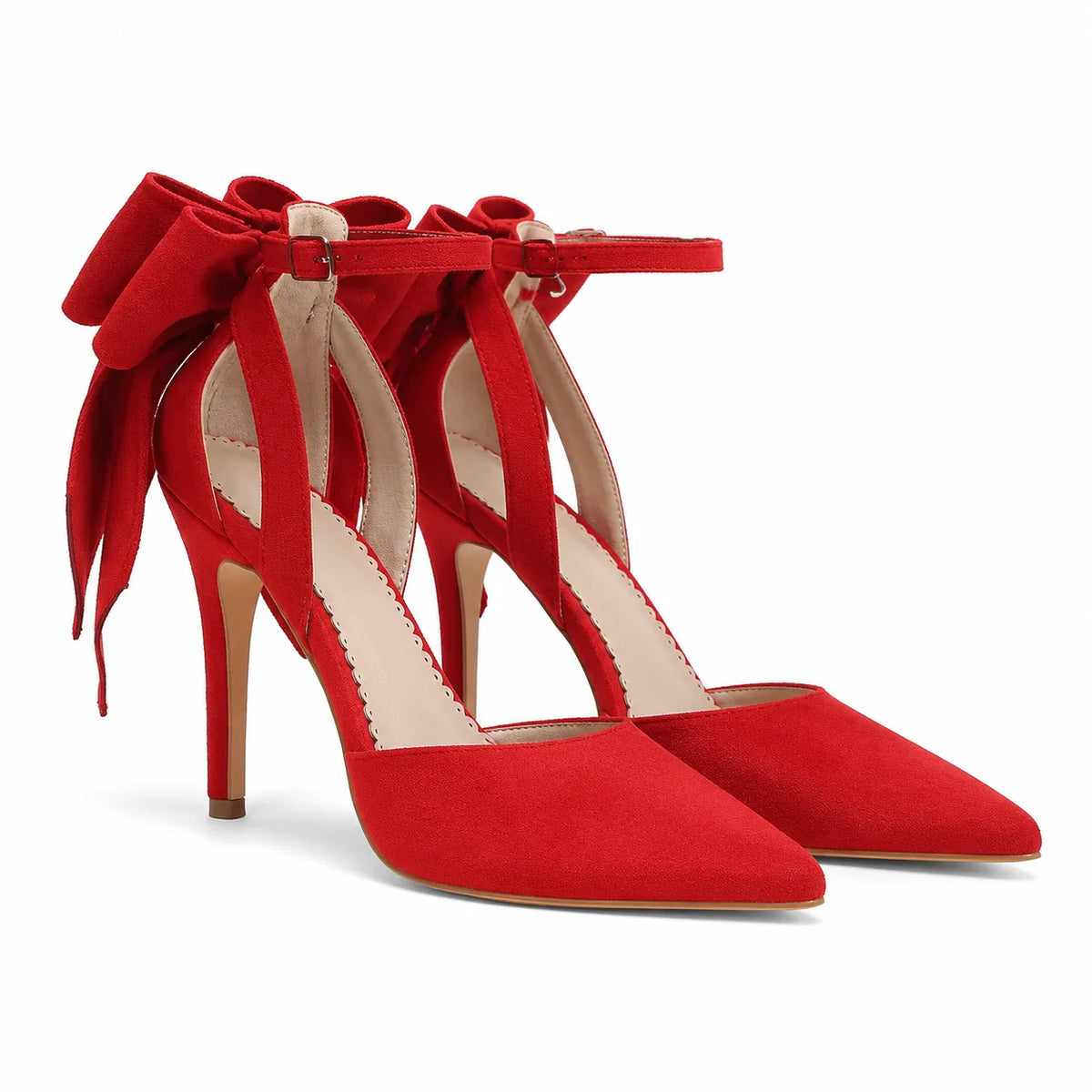 Deep Red Certaldo Buckle Microfiber Pumps
