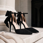Deep Black Certaldo Buckle Microfiber Pumps styled scene