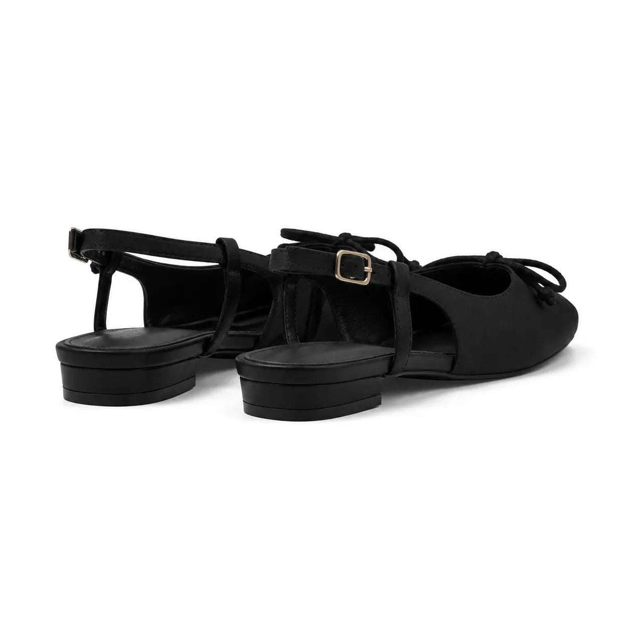 Deep Black Andros Bow Lace-Up Flats heel detail