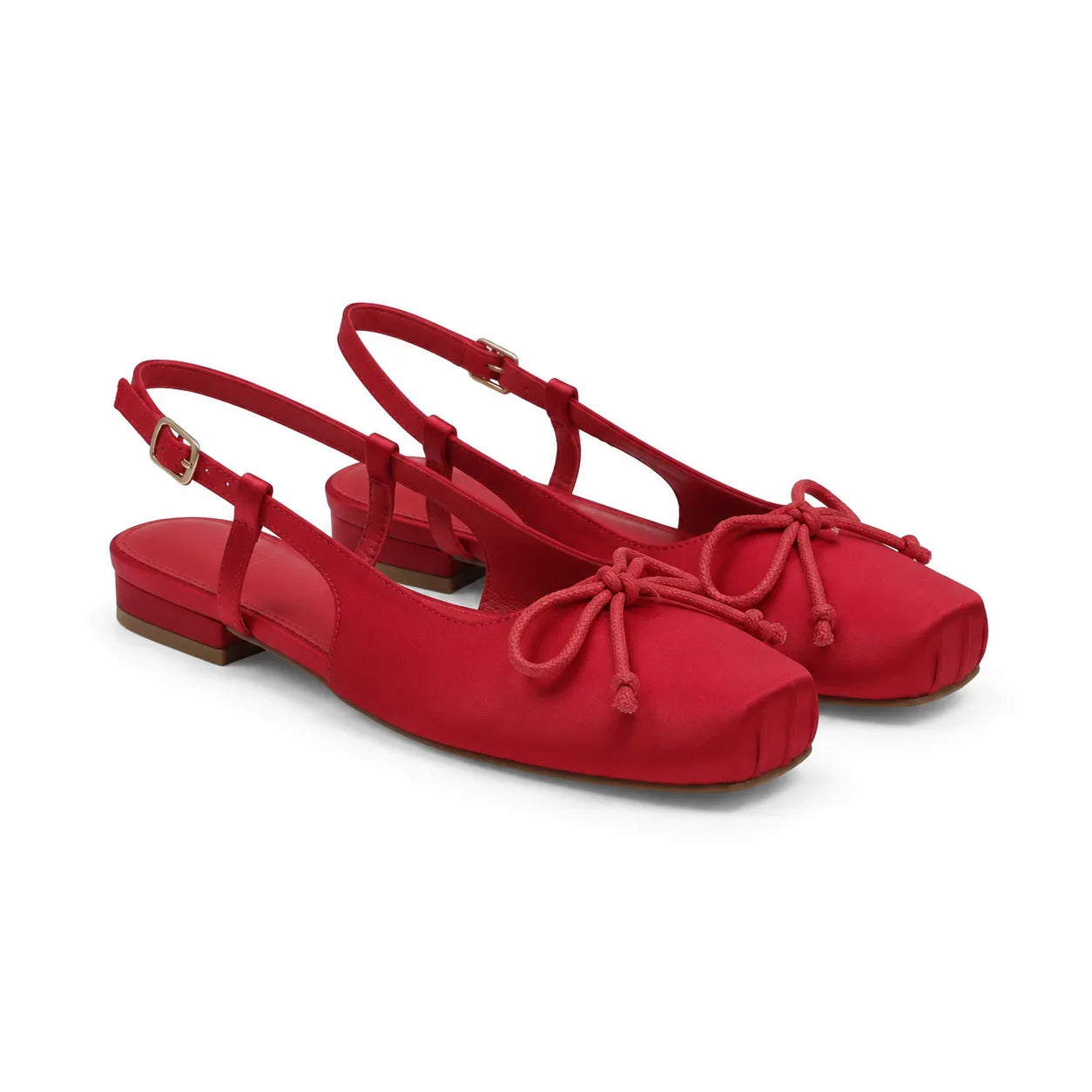 Deep Red Andros Bow Lace-Up Flats