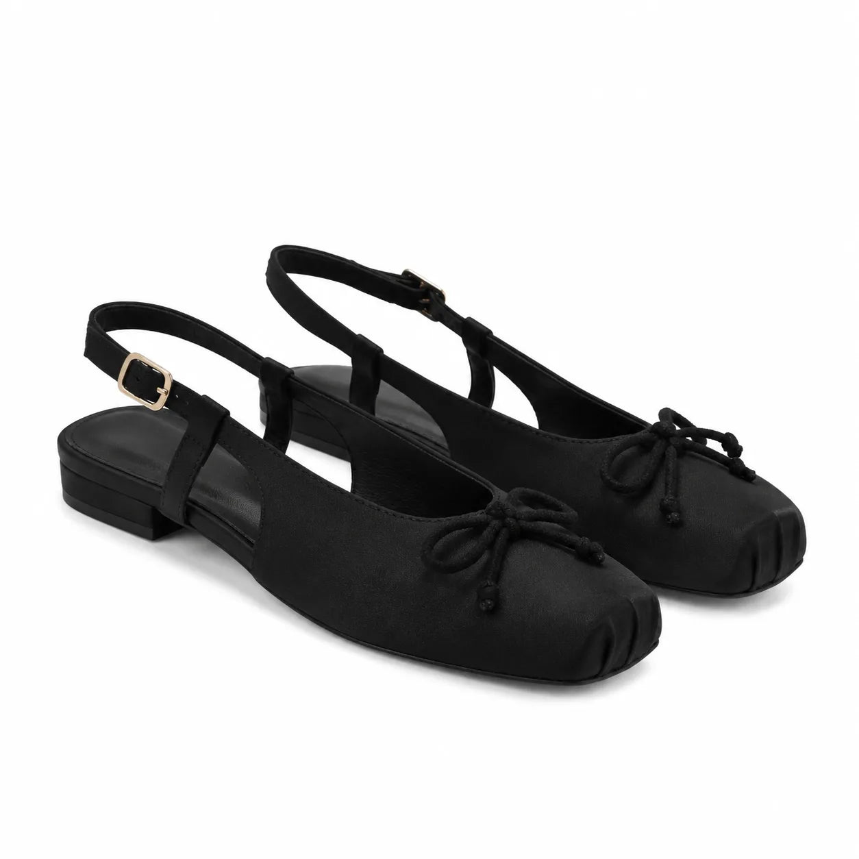 Deep Black Andros Bow Lace-Up Flats