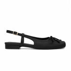 Deep Black Andros Bow Lace-Up Flats side view