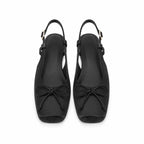 Deep Black Andros Bow Lace-Up Flats top view