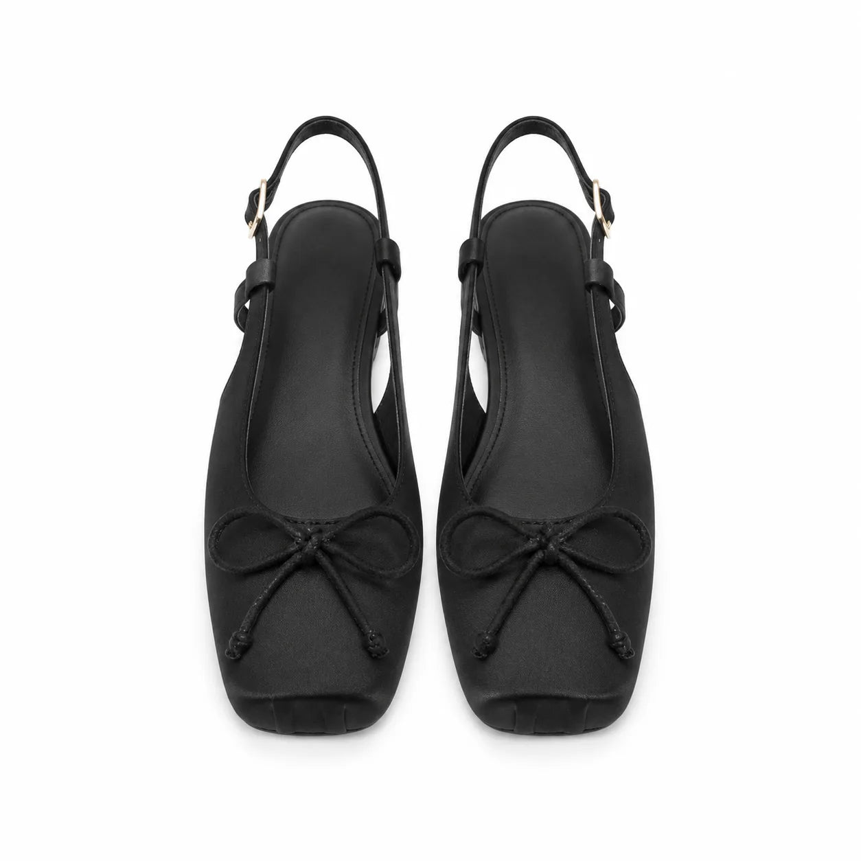 Deep Black Andros Bow Lace-Up Flats top view
