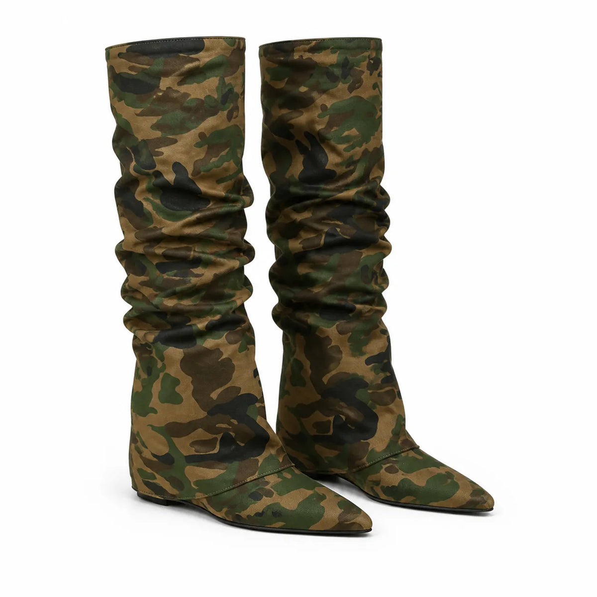 Olive Desert Peschici Leather Wedge Boots
