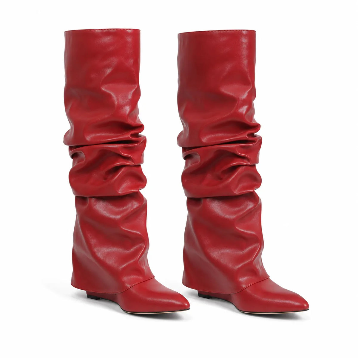 True Red Peschici Leather Wedge Boots