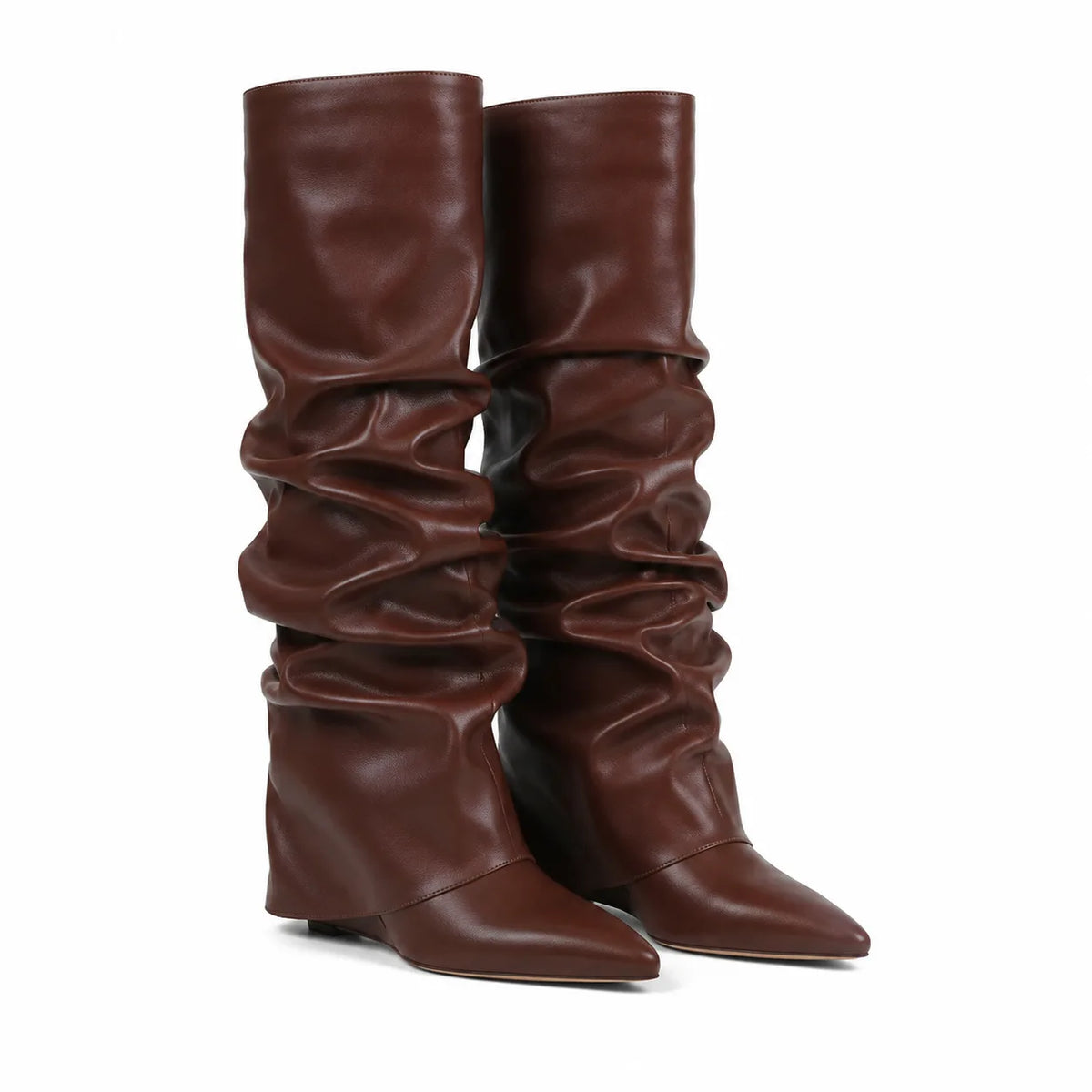 Rich Brown Peschici Leather Wedge Boots