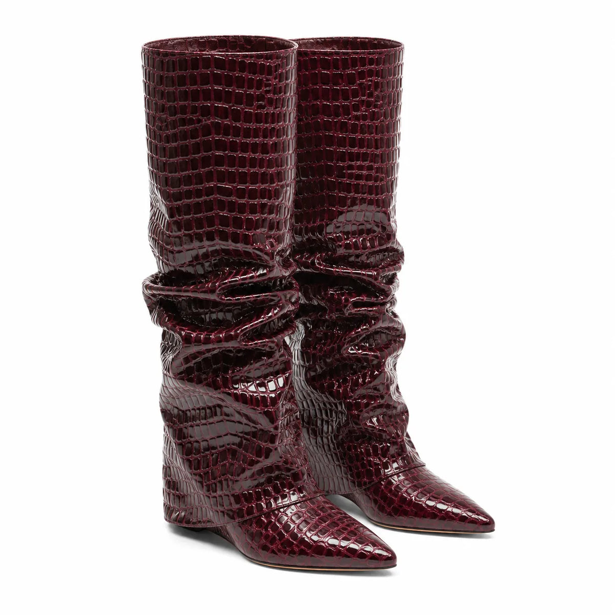 Deep Red Peschici Leather Wedge Boots