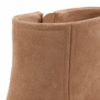 Soft Apricot Belluno Leather Block-Heel Boots close-up detail