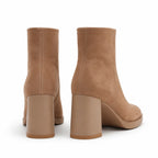Soft Apricot Belluno Leather Block-Heel Boots heel detail