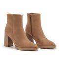 Soft Apricot Belluno Leather Block-Heel Boots