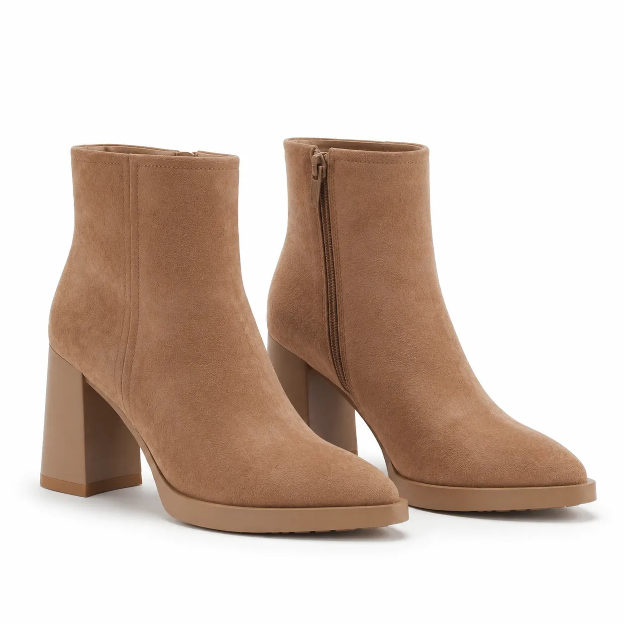 Soft Apricot Belluno Leather Block-Heel Boots