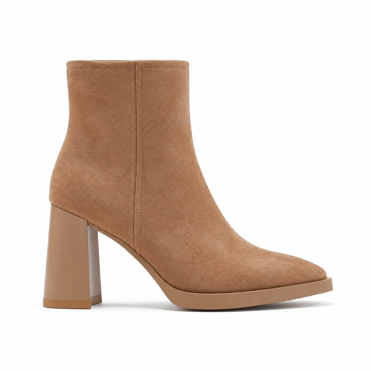 Soft Apricot Belluno Leather Block-Heel Boots side view