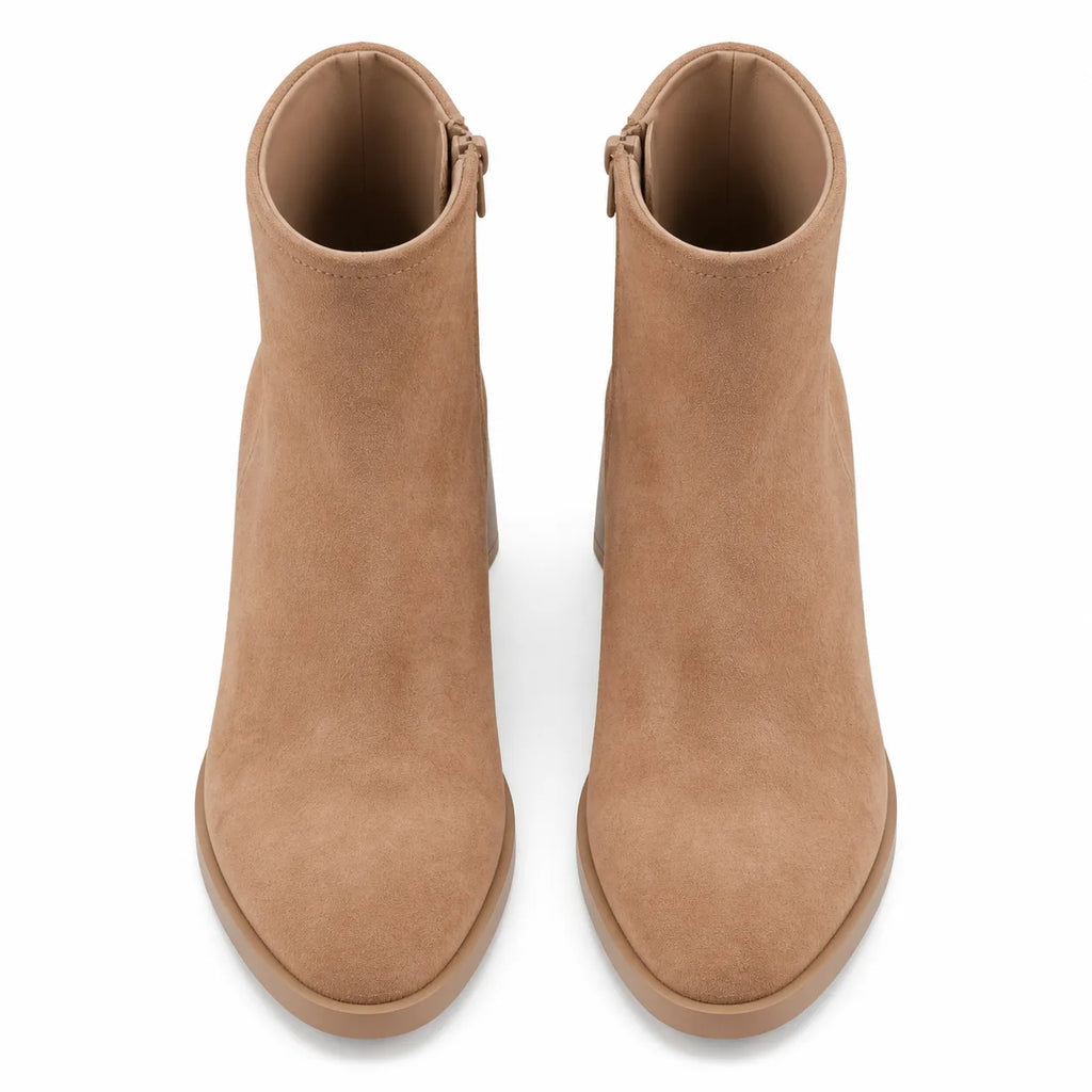 Soft Apricot Belluno Leather Block-Heel Boots top view