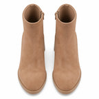 Soft Apricot Belluno Leather Block-Heel Boots top view