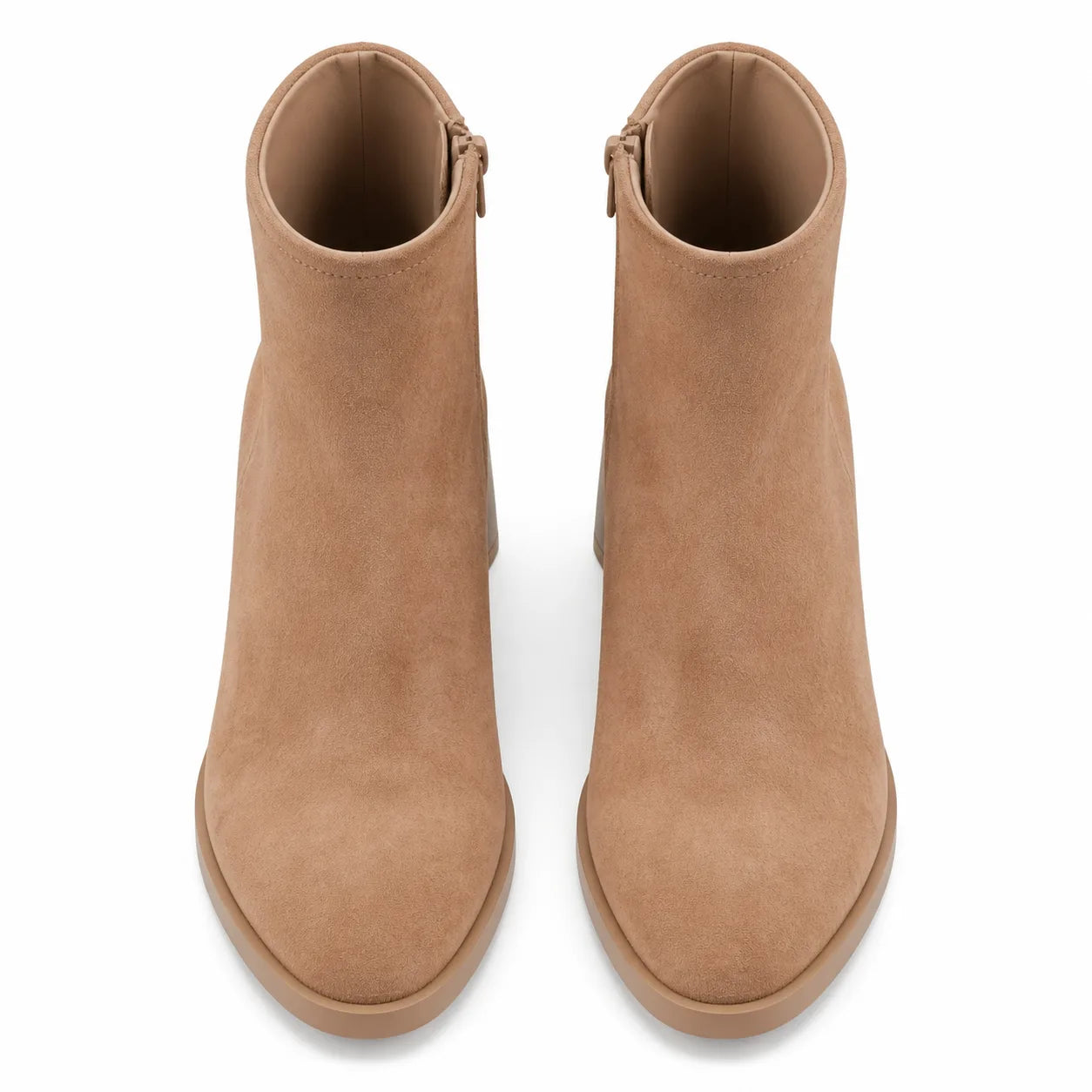 Soft Apricot Belluno Leather Block-Heel Boots top view