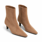 Brown Suede Bormio Leather Kitten-Heel Boots