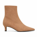 Brown Suede Bormio Leather Kitten-Heel Boots side view