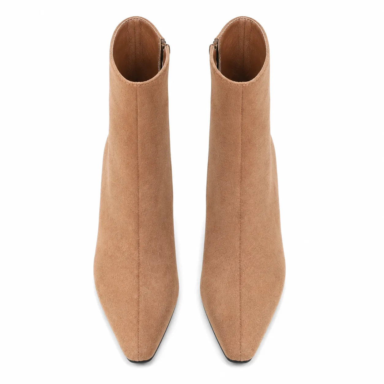 Brown Suede Bormio Leather Kitten-Heel Boots top view