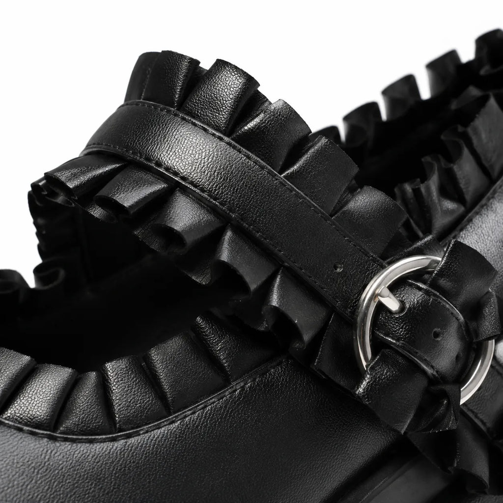 Deep Black Orbetello Buckle Microfiber Shoes close-up detail