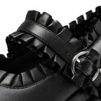Deep Black Orbetello Buckle Microfiber Shoes close-up detail