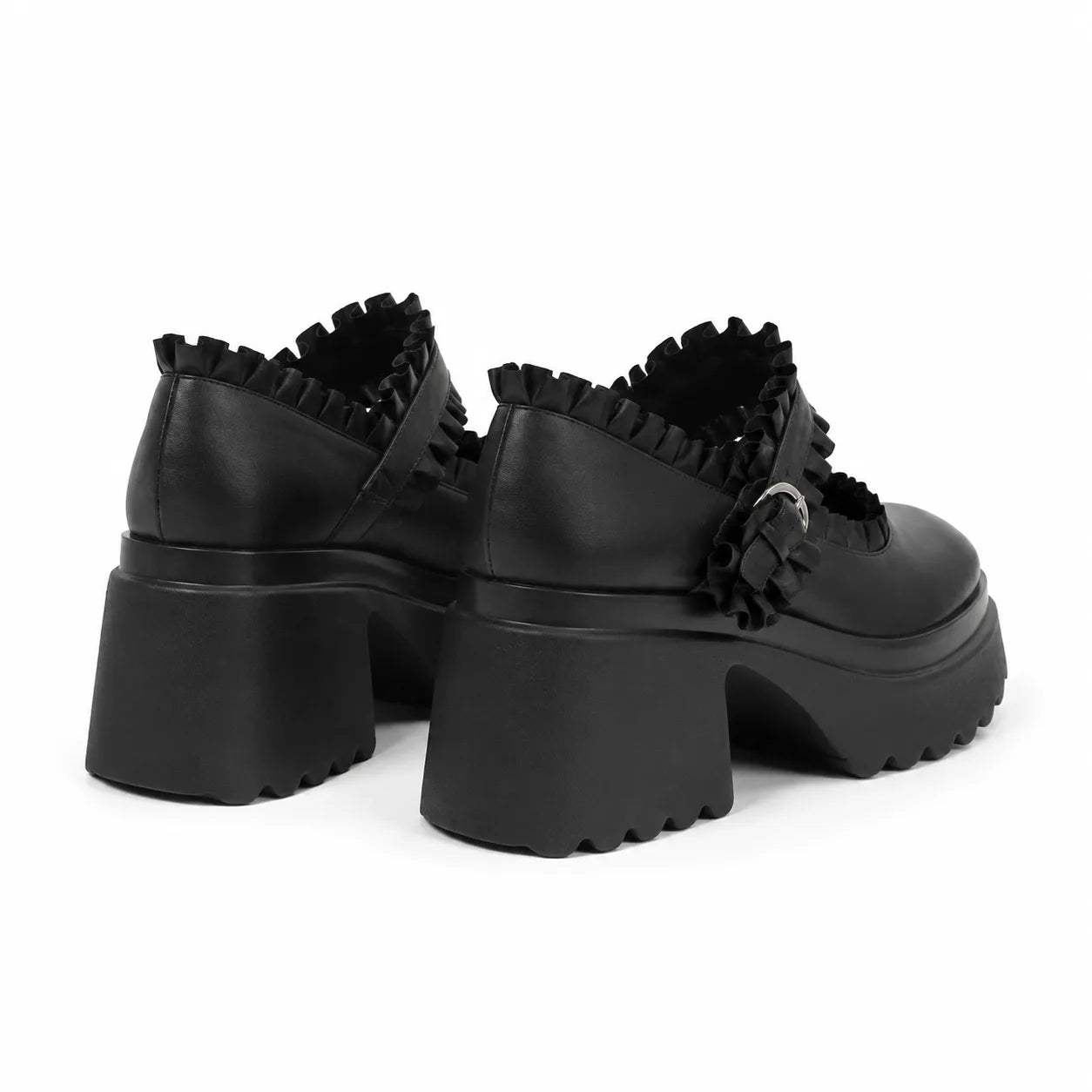 Deep Black Orbetello Buckle Microfiber Shoes heel detail