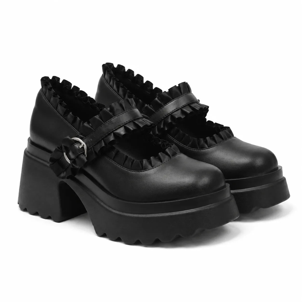 Deep Black Orbetello Buckle Microfiber Shoes