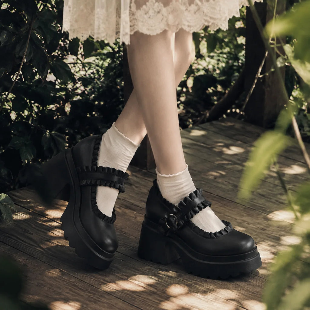 Deep Black Orbetello Buckle Microfiber Shoes on-foot view