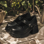 Deep Black Orbetello Buckle Microfiber Shoes styled scene