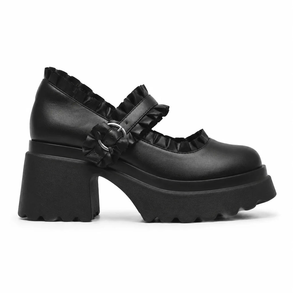 Deep Black Orbetello Buckle Microfiber Shoes side view