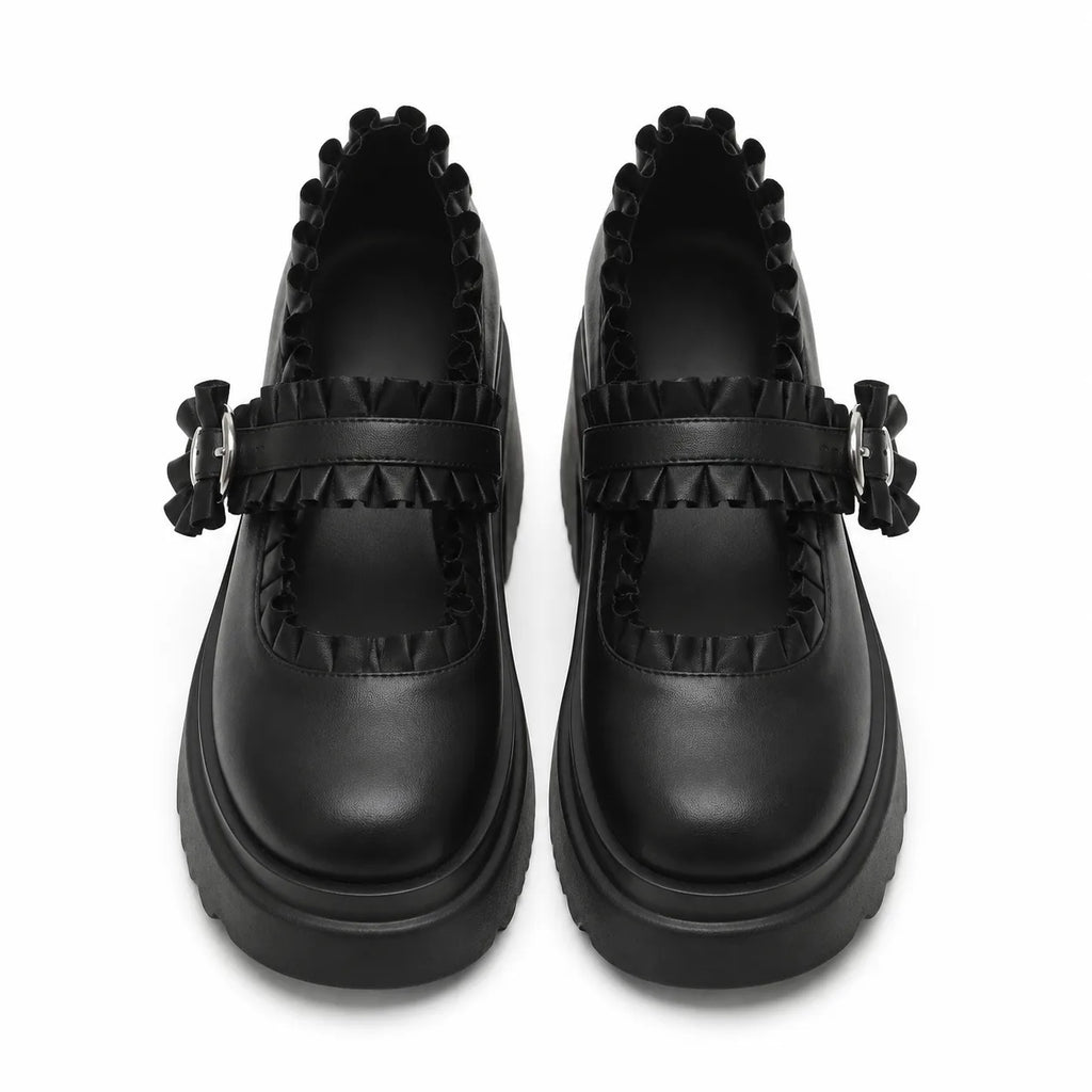 Deep Black Orbetello Buckle Microfiber Shoes top view