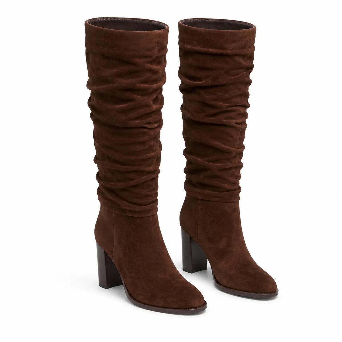 Rich Chocolate Levanto Ruched Block-Heel Boots
