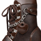 Rich Brown Ventotene Patent Platform Boots close-up detail