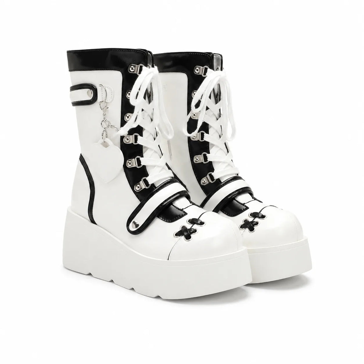Cream Ivory II Ventotene Patent Platform Boots