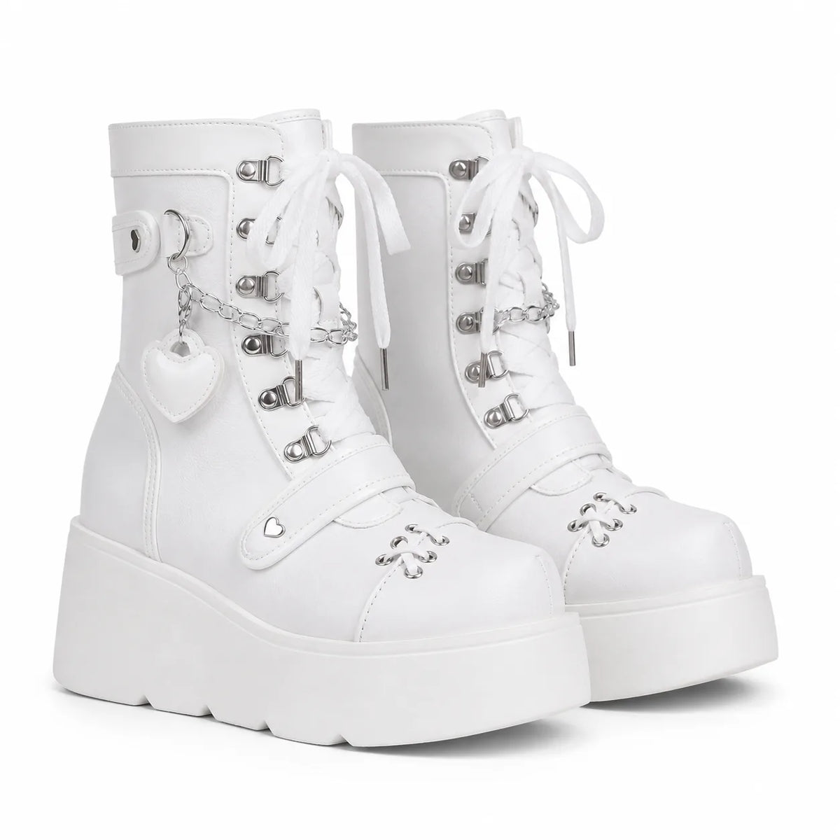 Cream Ivory Ventotene Patent Platform Boots