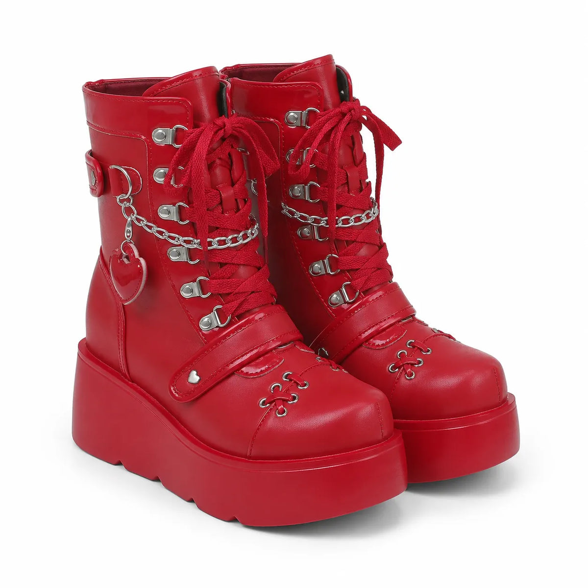 Deep Red Ventotene Patent Platform Boots